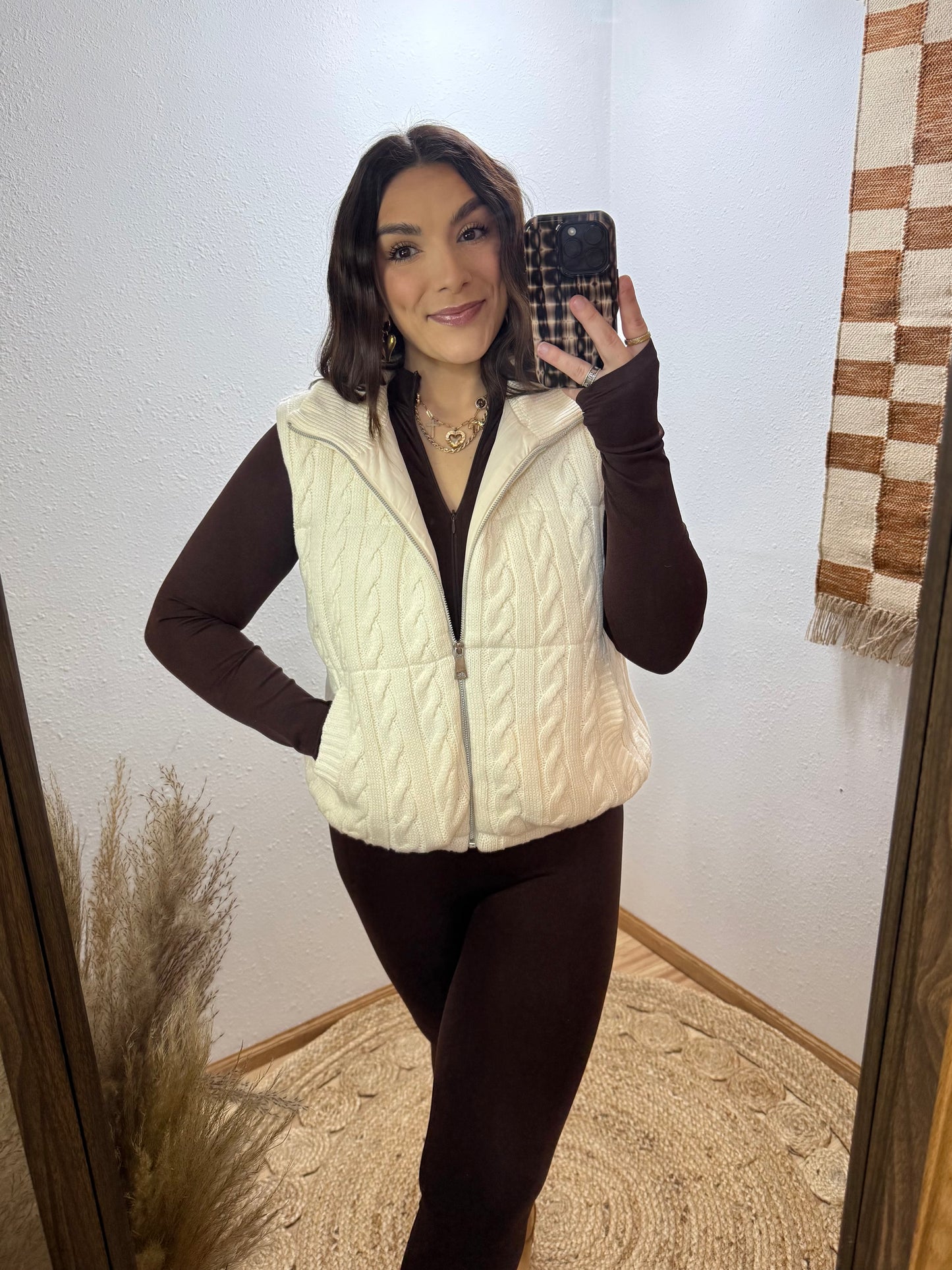 Cable Knit Puffer Vest