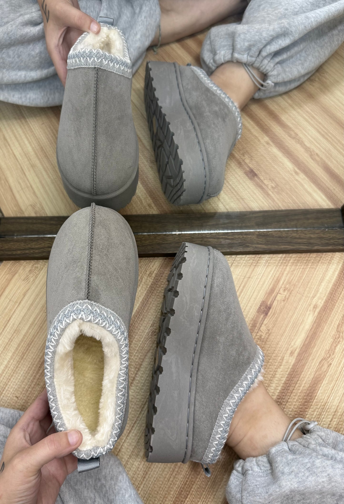 Tazz Platform Slip-Ons : Grey