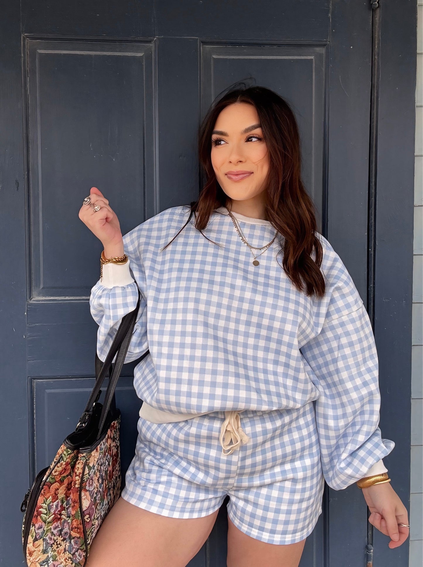 Blue Skies Gingham Lounge Set