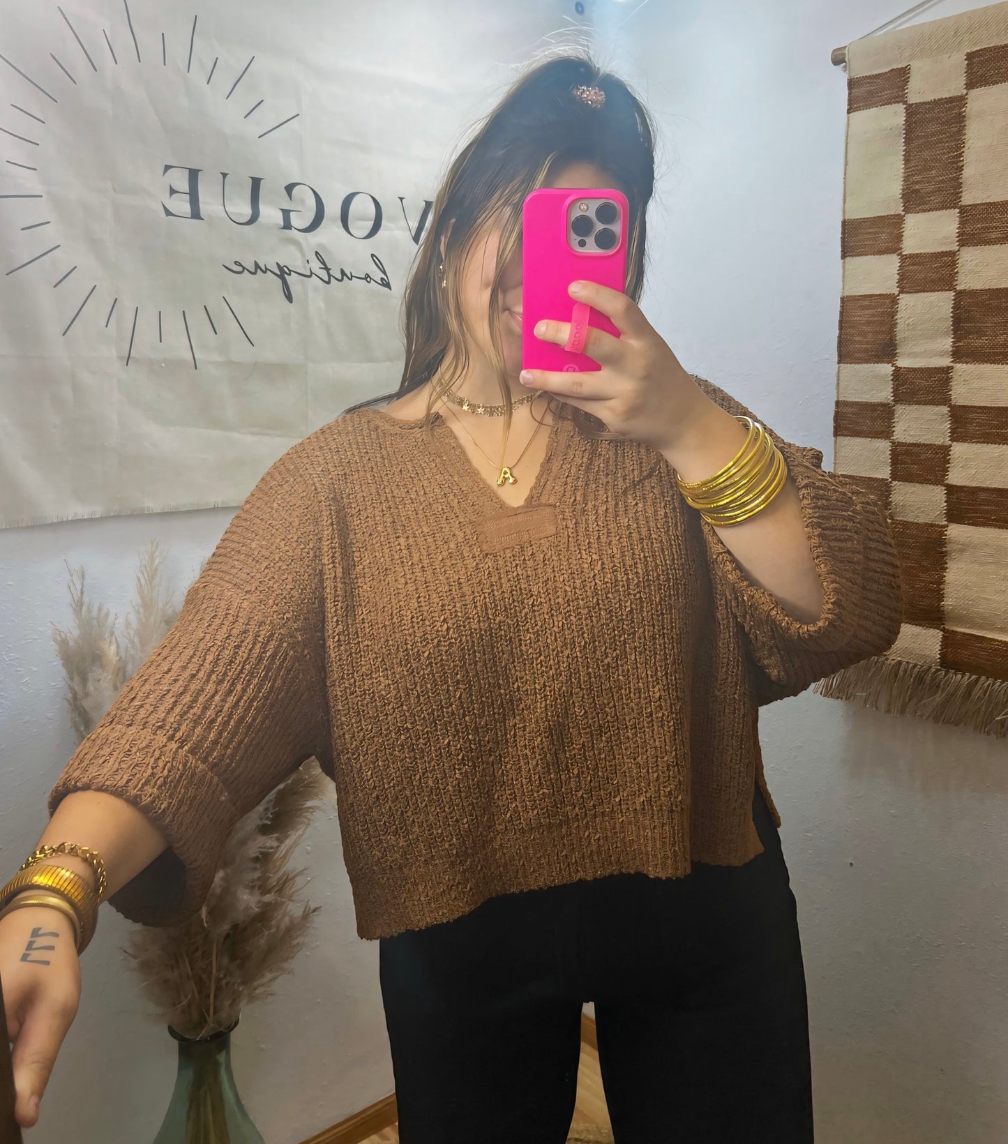 Khloe Oversized Boxy Sweater : Camel