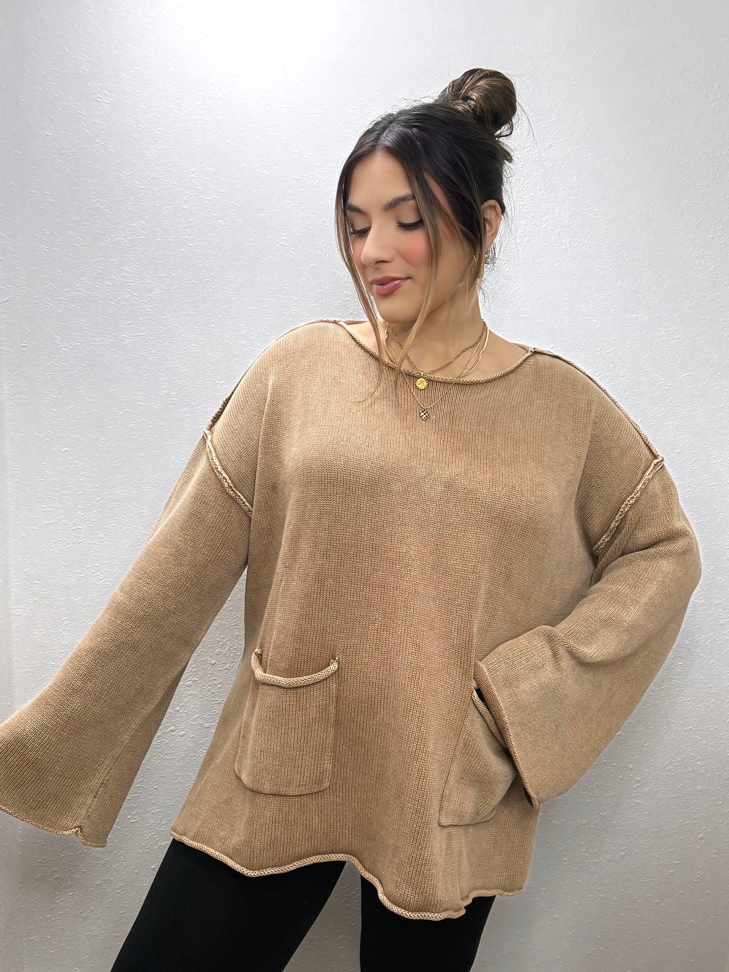 Latte Run Pocket Sweater