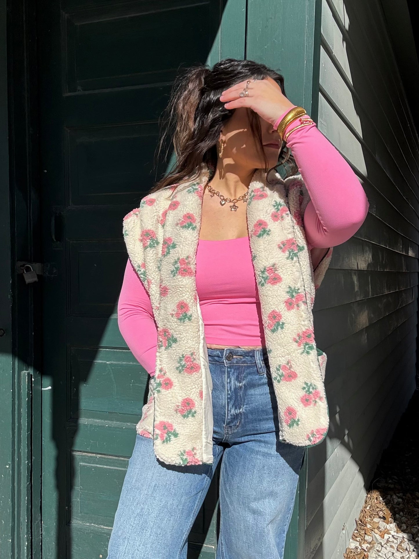 Spring Floral Oatmeal Fleece Vest