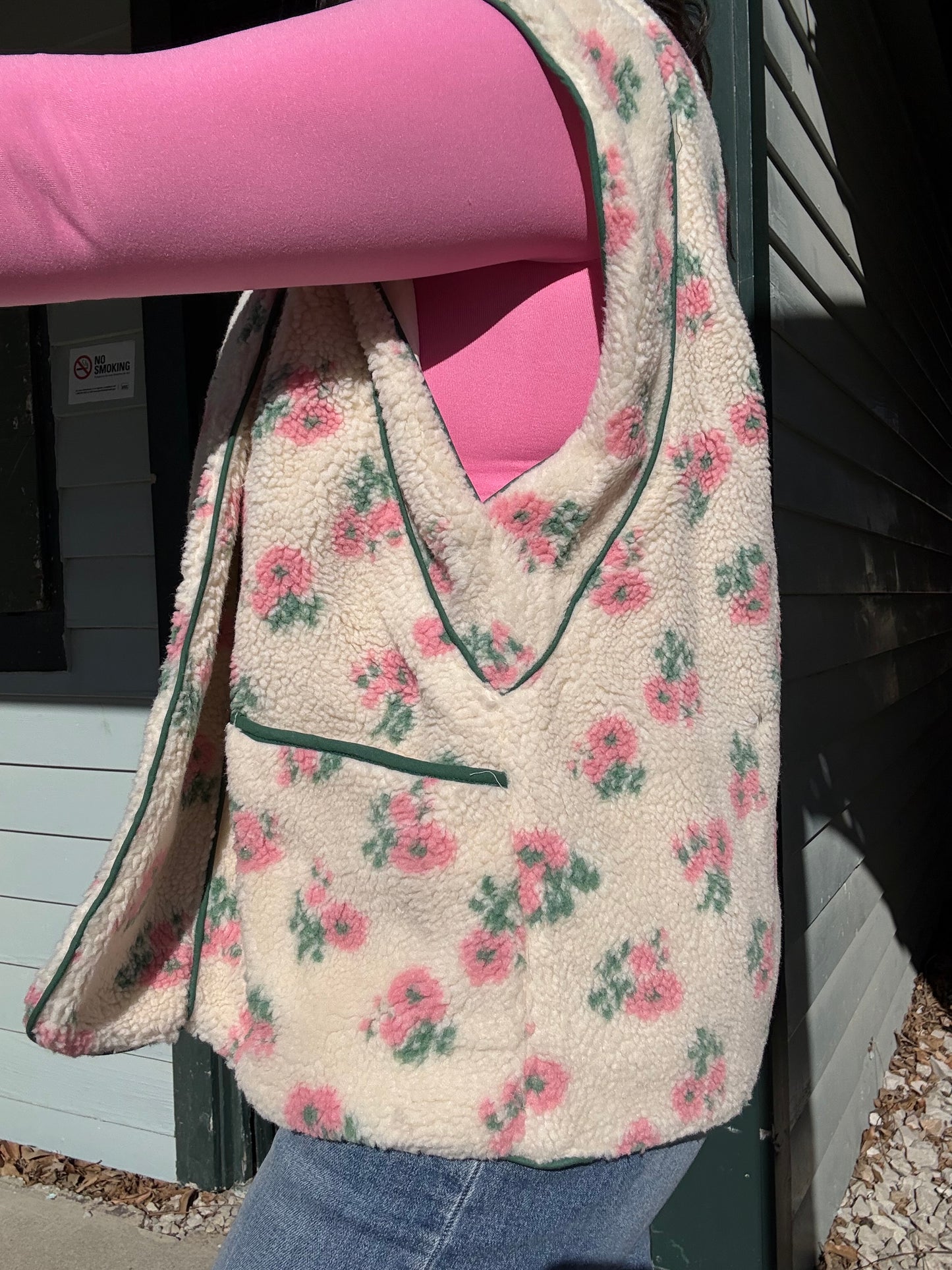 Spring Floral Oatmeal Fleece Vest