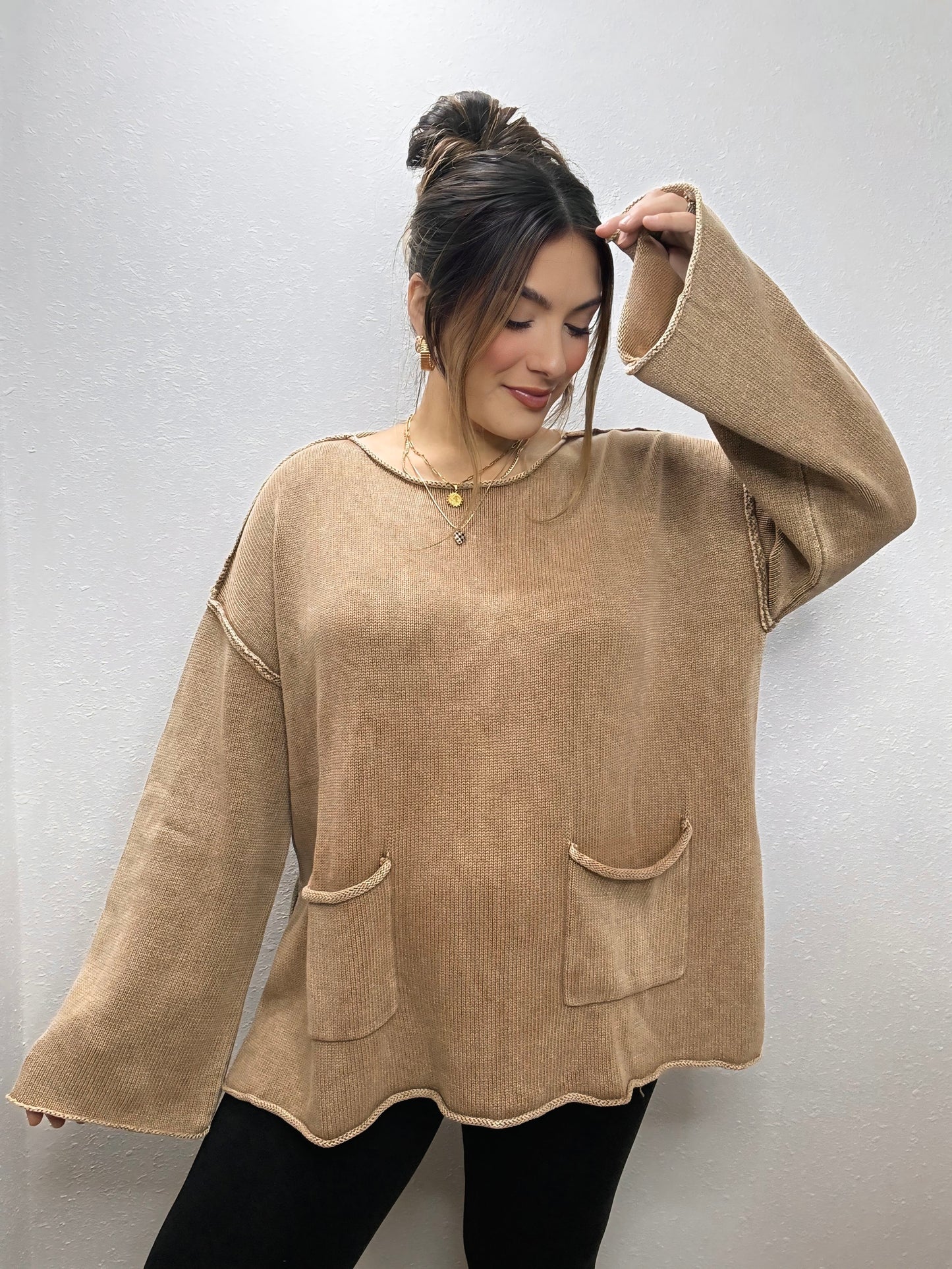 Latte Run Pocket Sweater