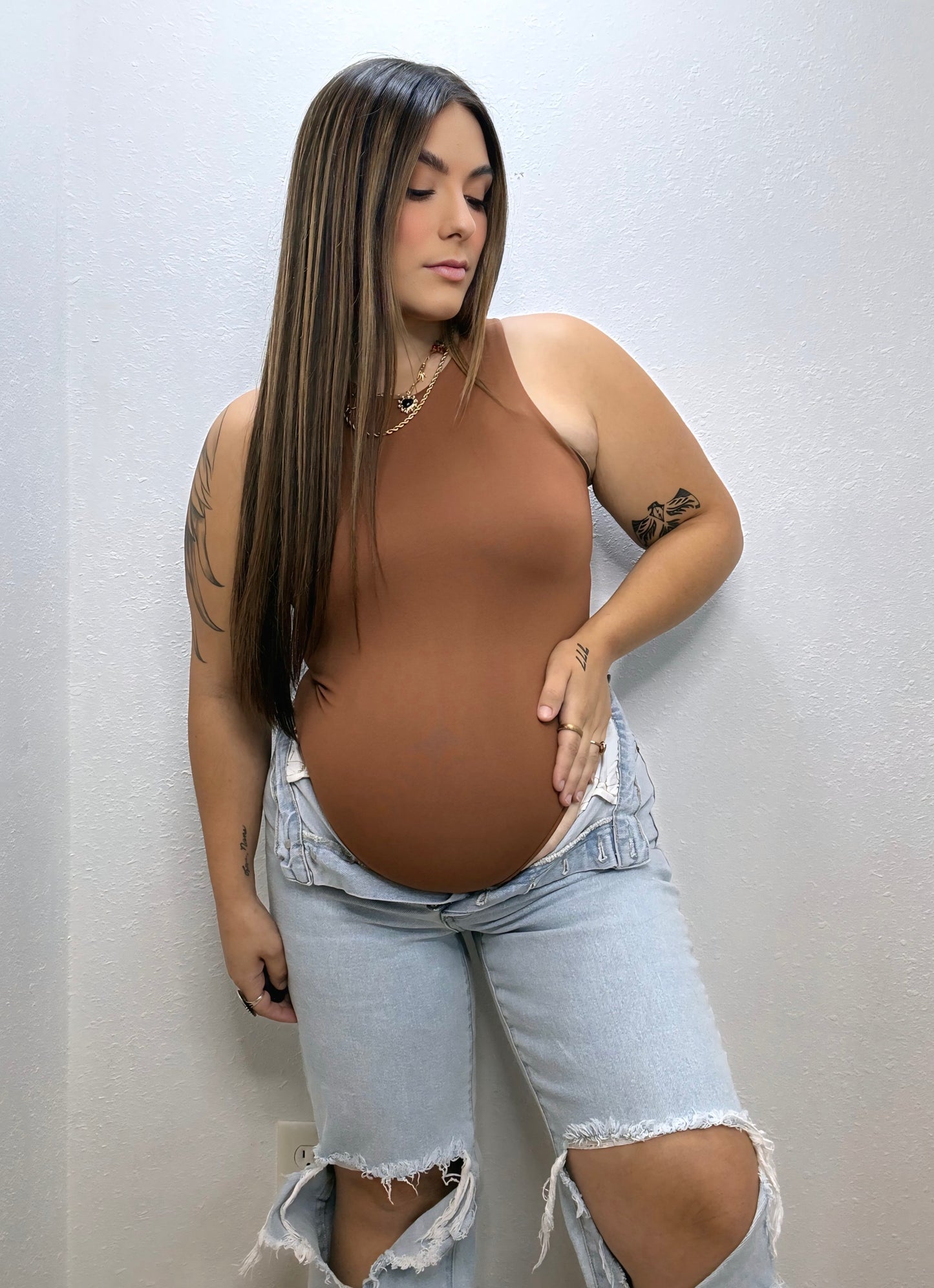 Smooth as Butter Tank Bodysuit : Gingerbread