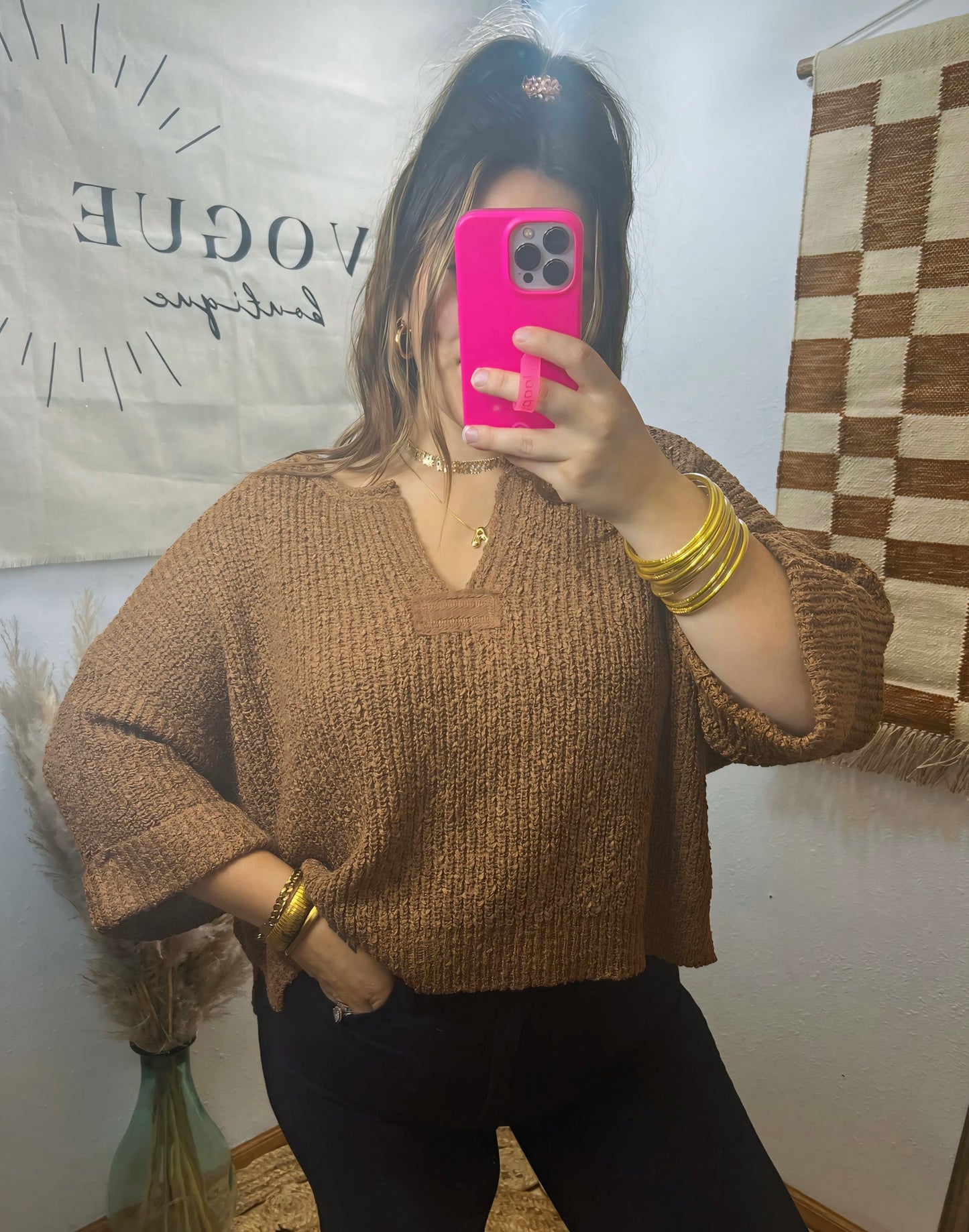 Khloe Oversized Boxy Sweater : Camel