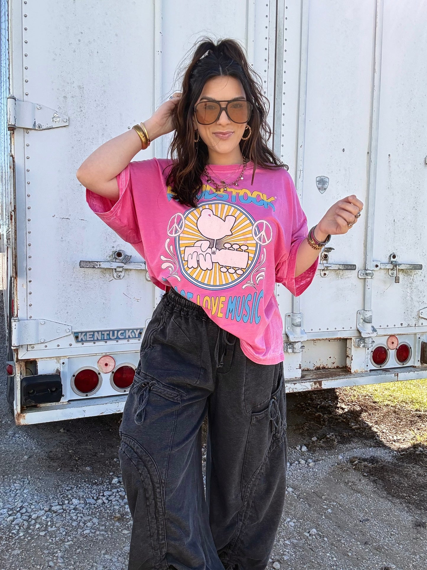 Pink Woodstock Oversized Tee