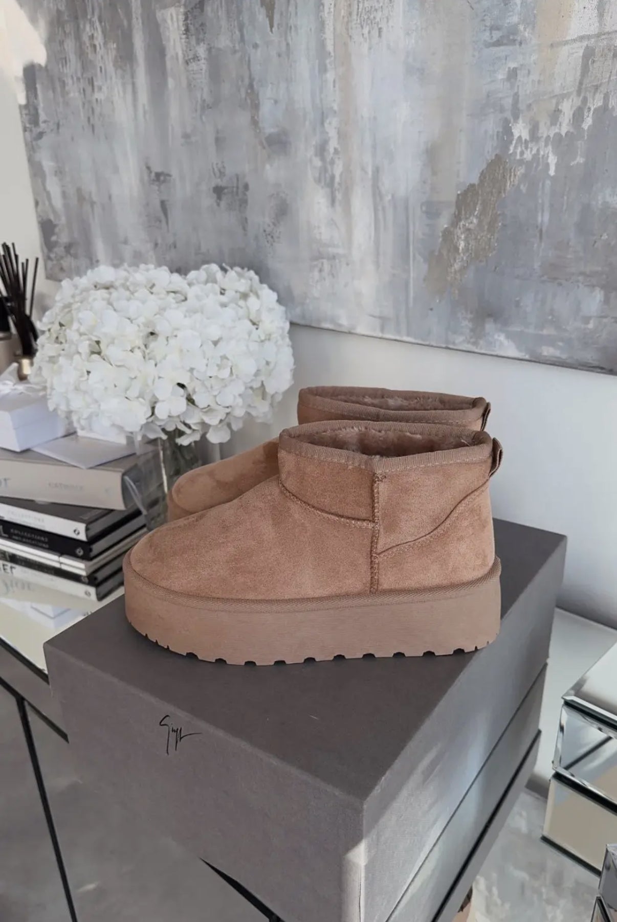 Ultra Mini Platform Booties : Beige