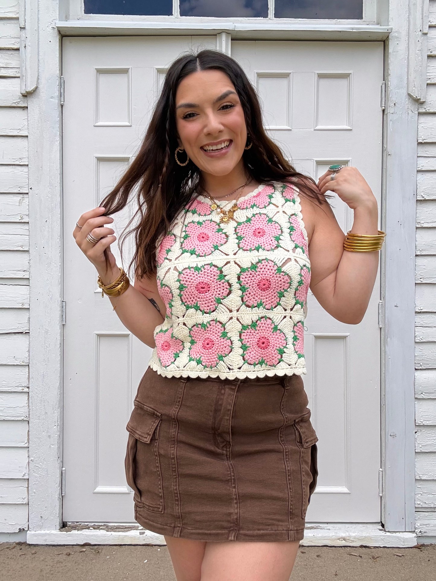 Daisy Crochet Knit Tank