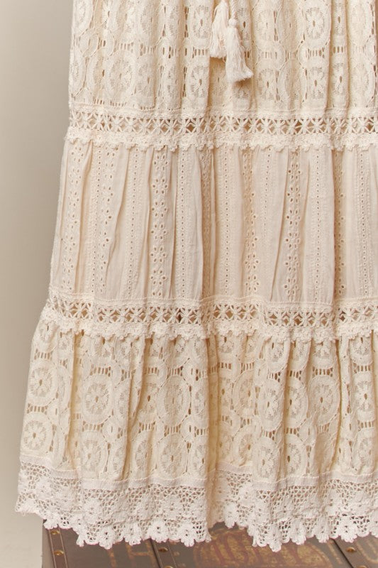 Wisteria Boho Lace Maxi Skirt