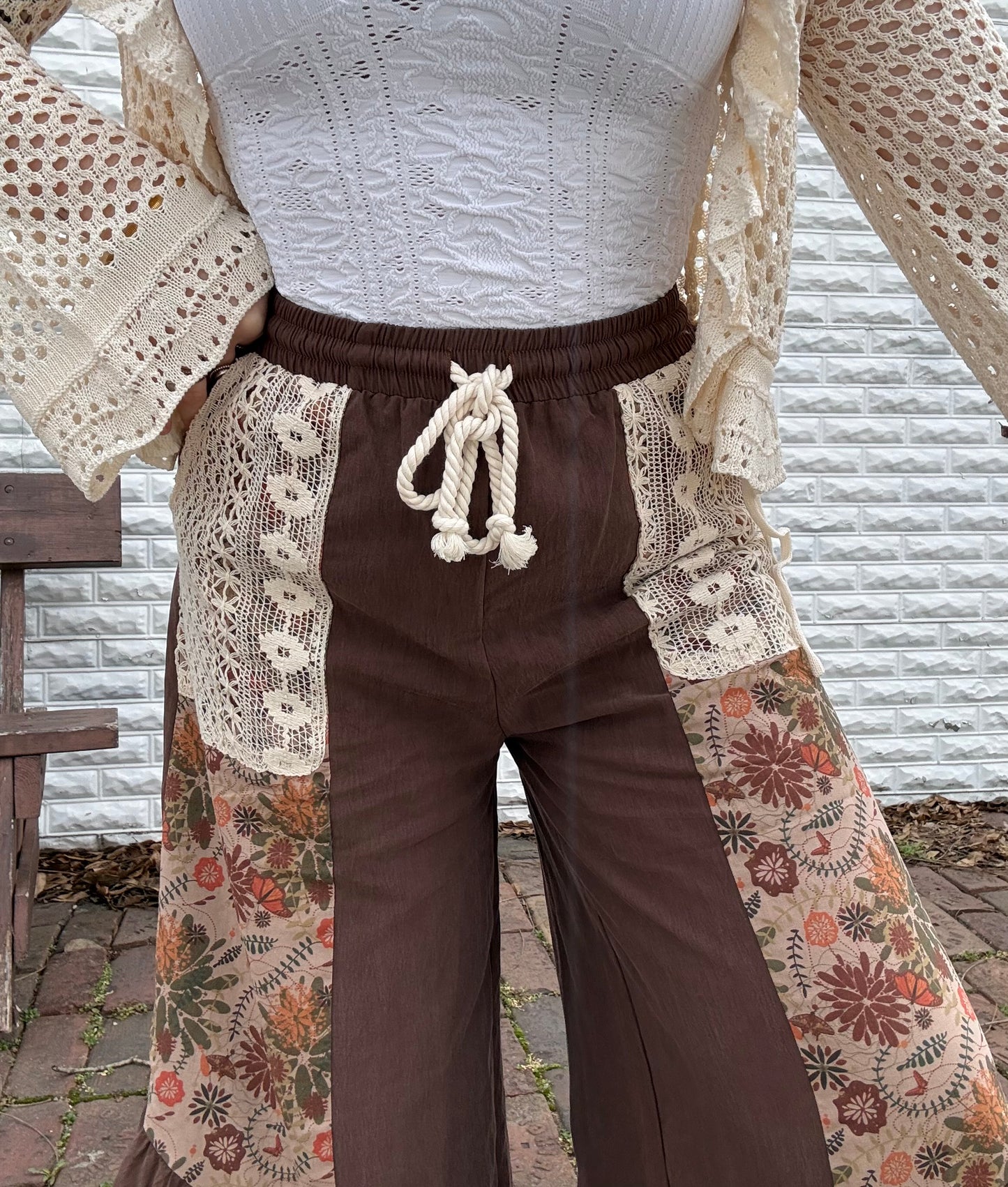 Patchwork Boho Ruffle Pants