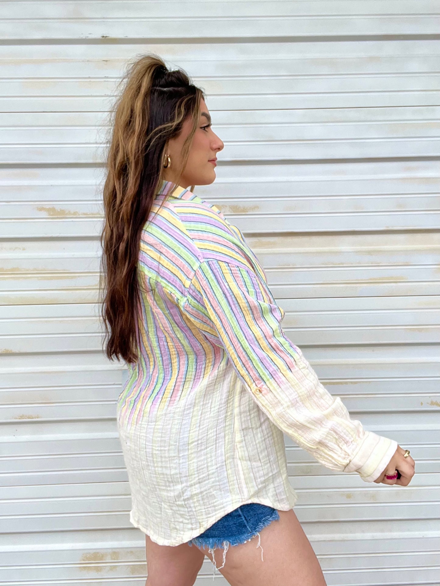 Bleached 90’s Stripe Gauze Top