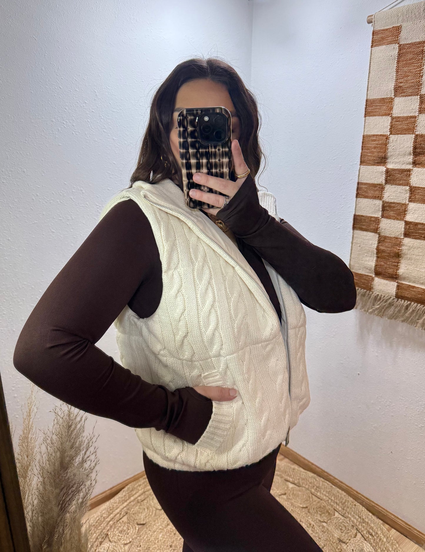 Cable Knit Puffer Vest