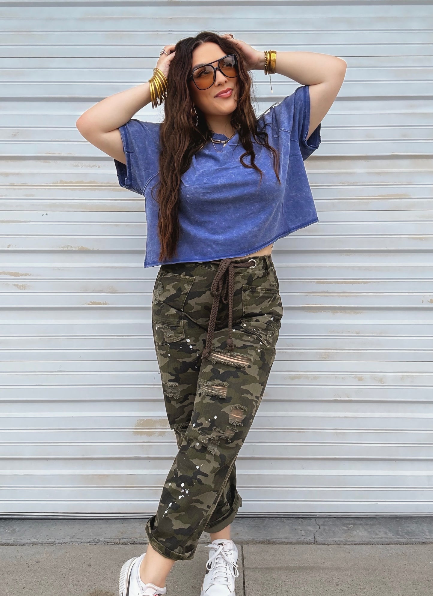 Boxy Mineral Washed Tee : Blueberry