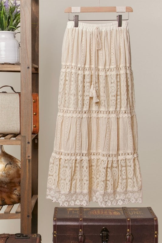 Wisteria Boho Lace Maxi Skirt