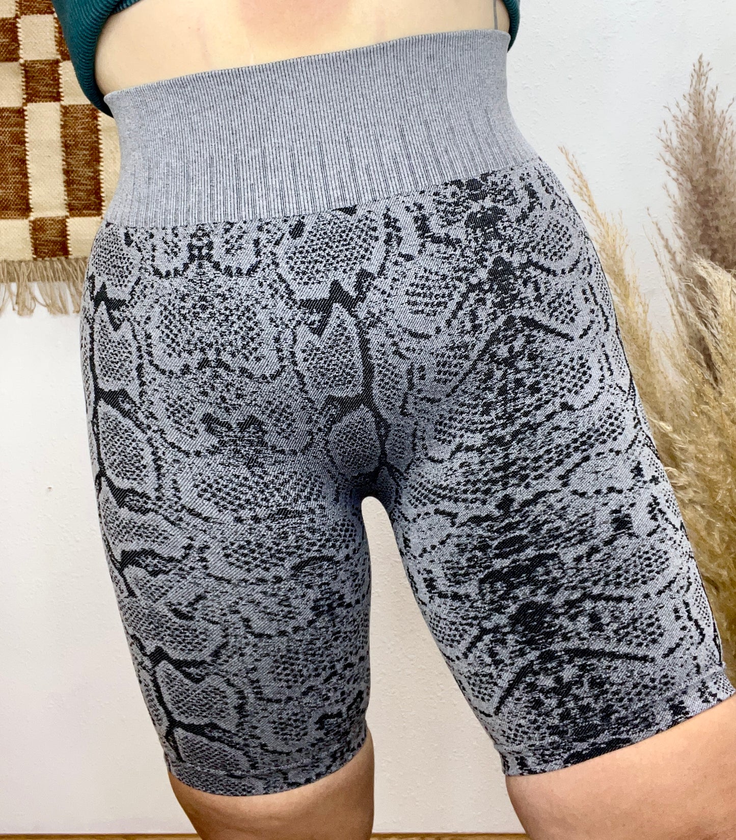 Charcoal Snakeskin Seamless Bikers