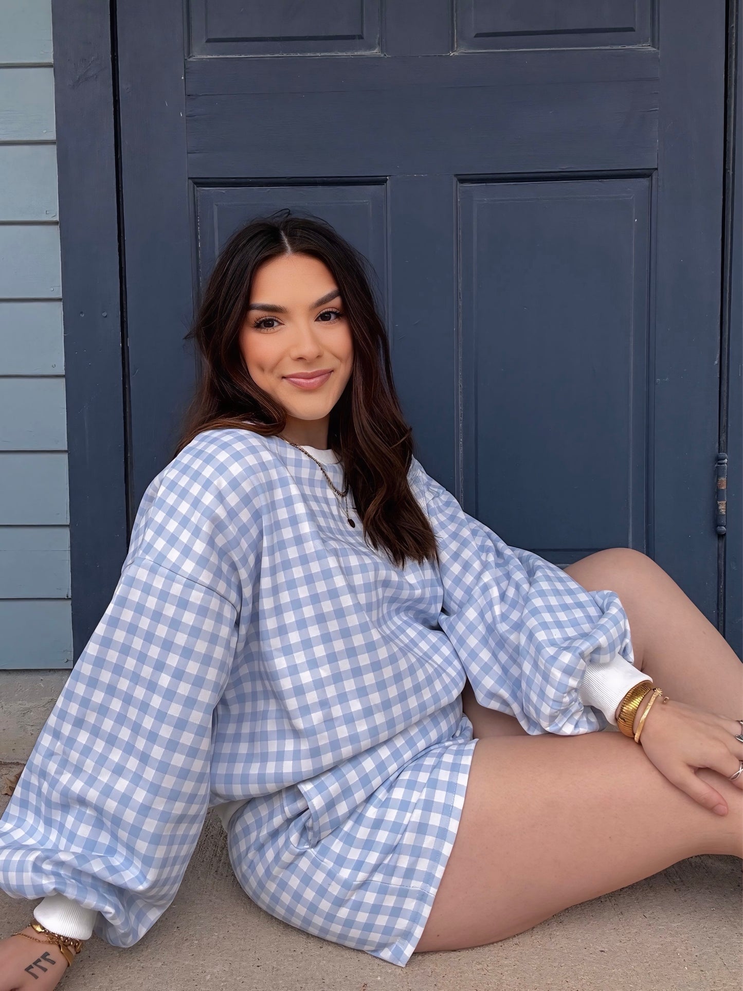 Blue Skies Gingham Lounge Set