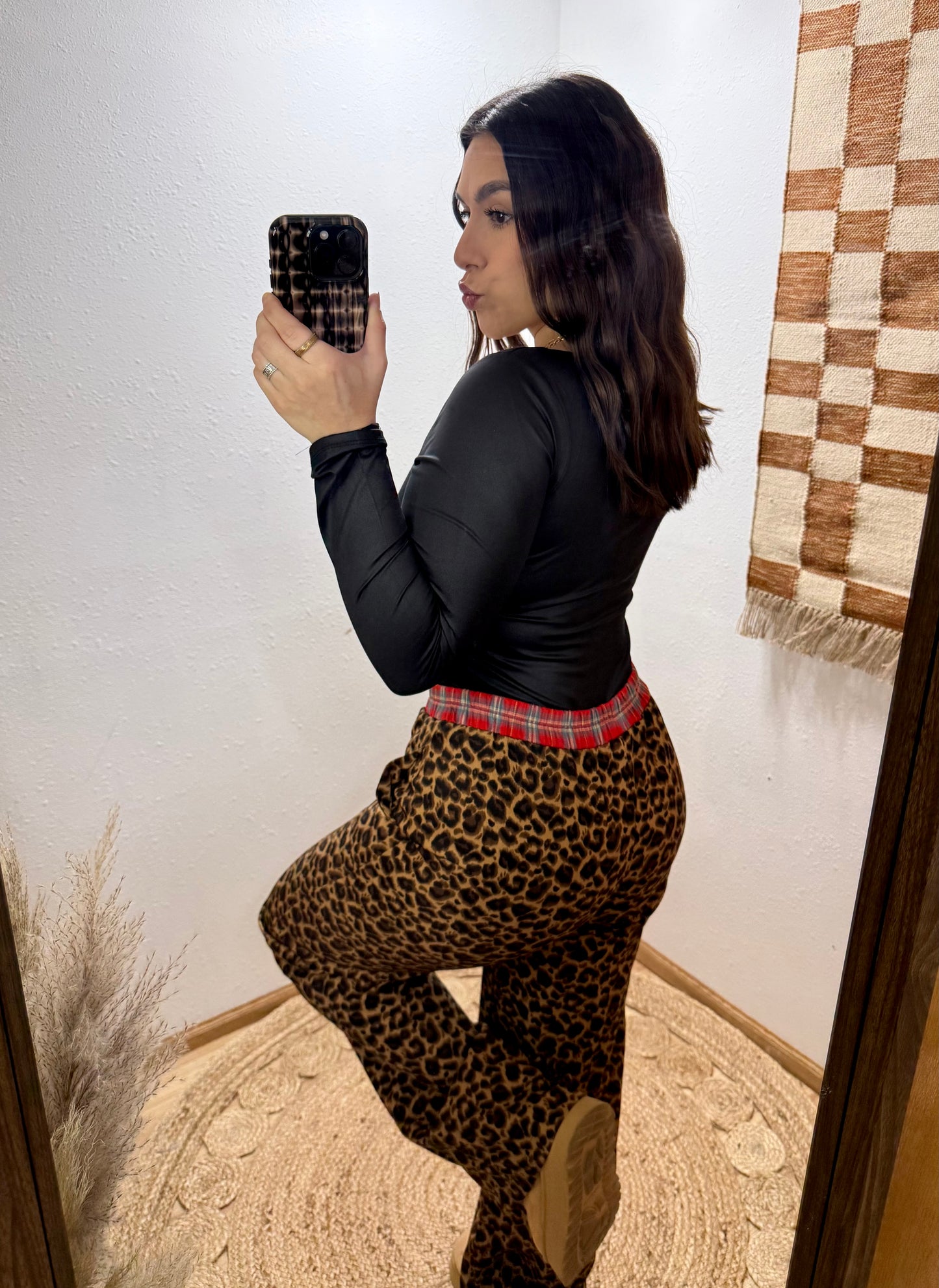 Leopard Plaid Trim Boxer Pants