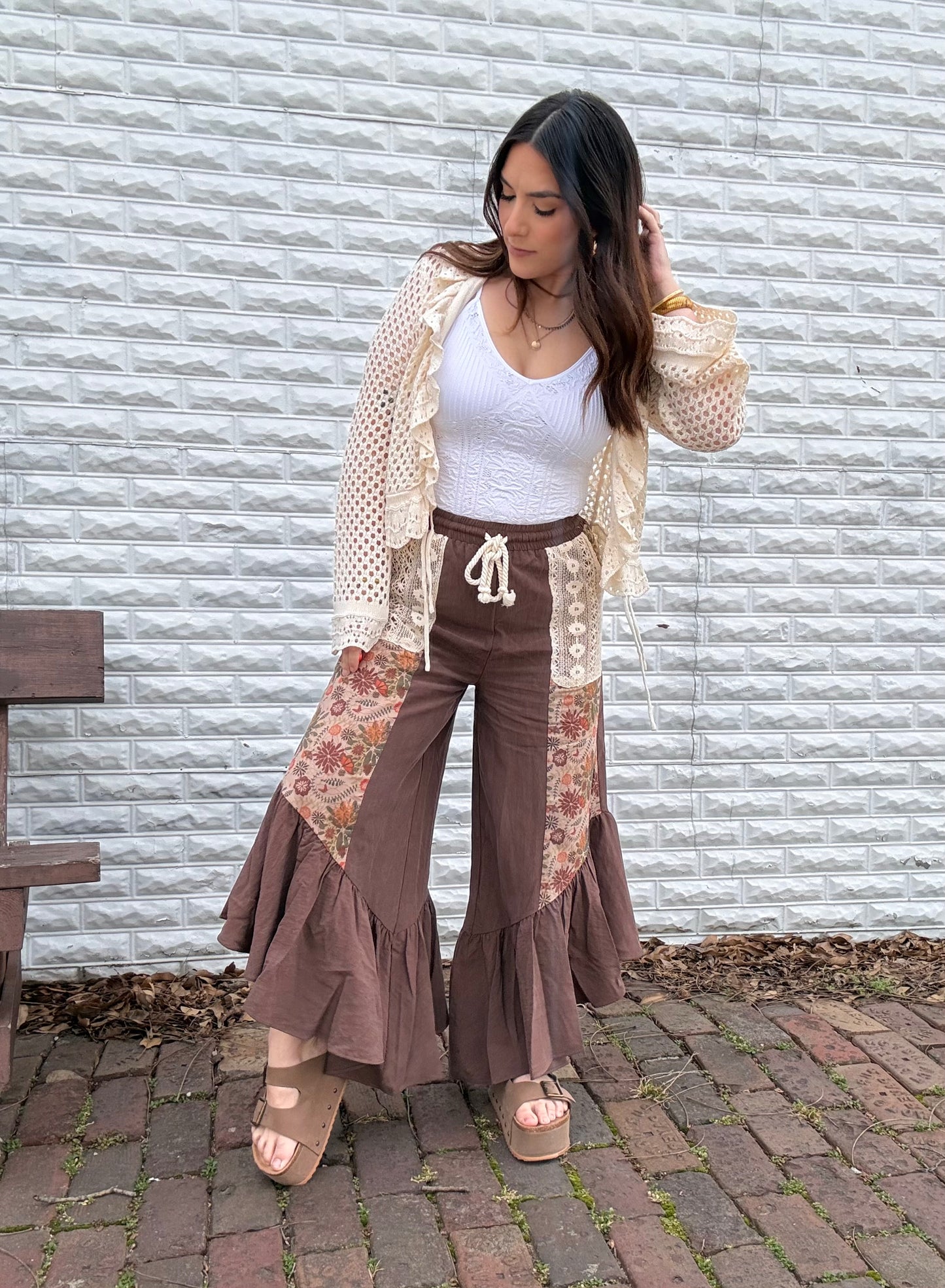 Patchwork Boho Ruffle Pants
