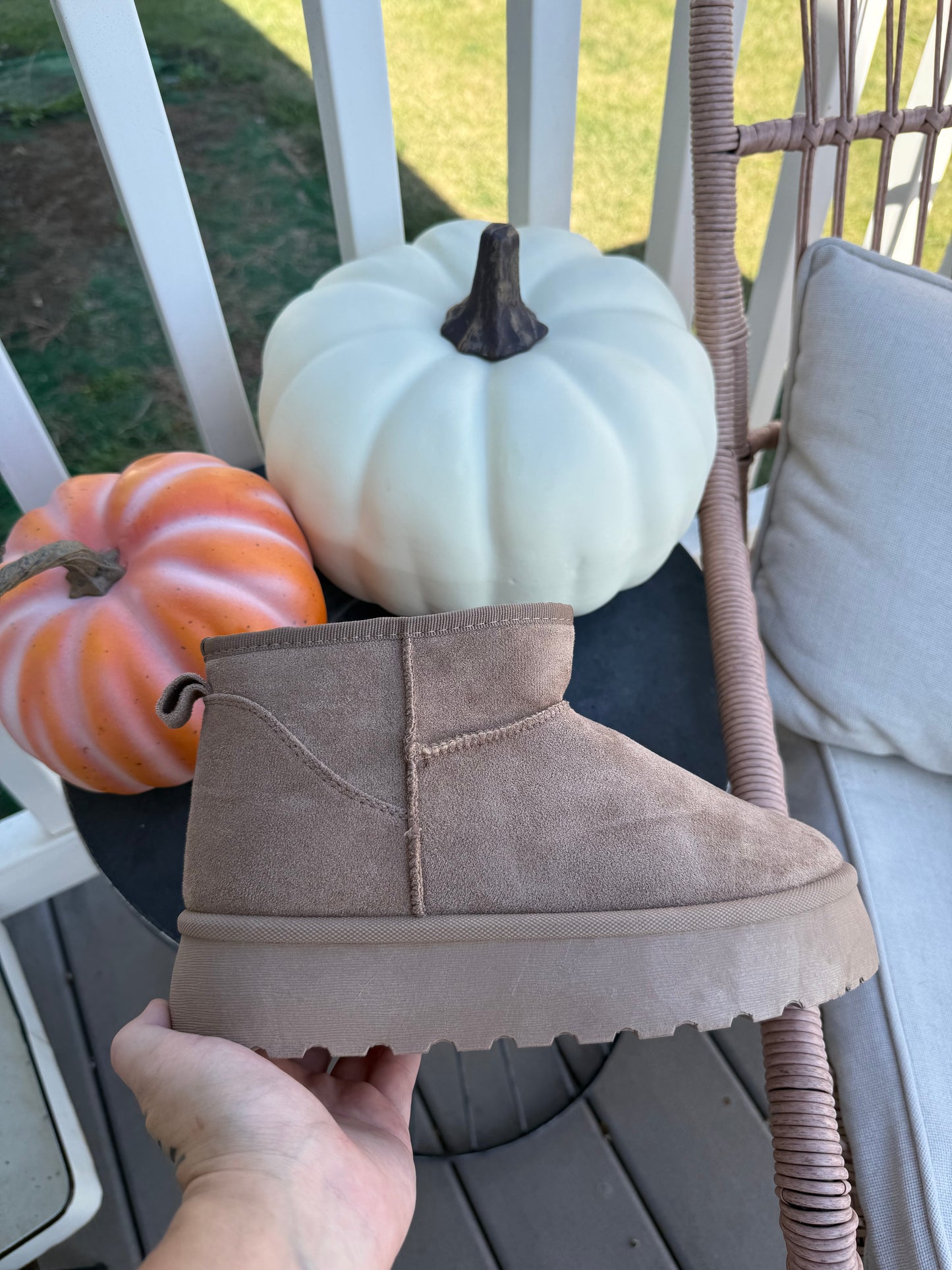 Ultra Mini Platform Booties : Beige