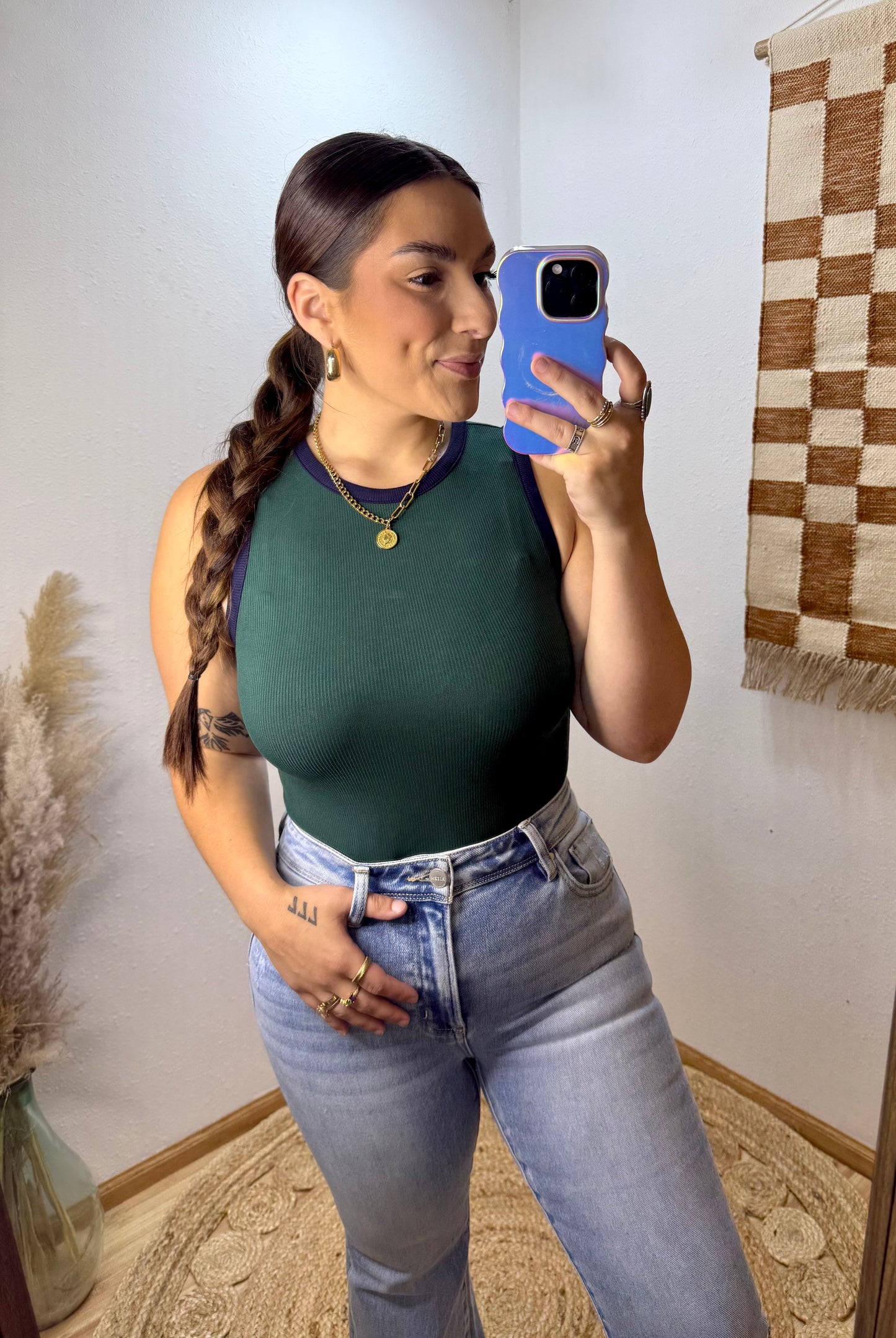 Essential Ribbed Bodysuit : Hunter