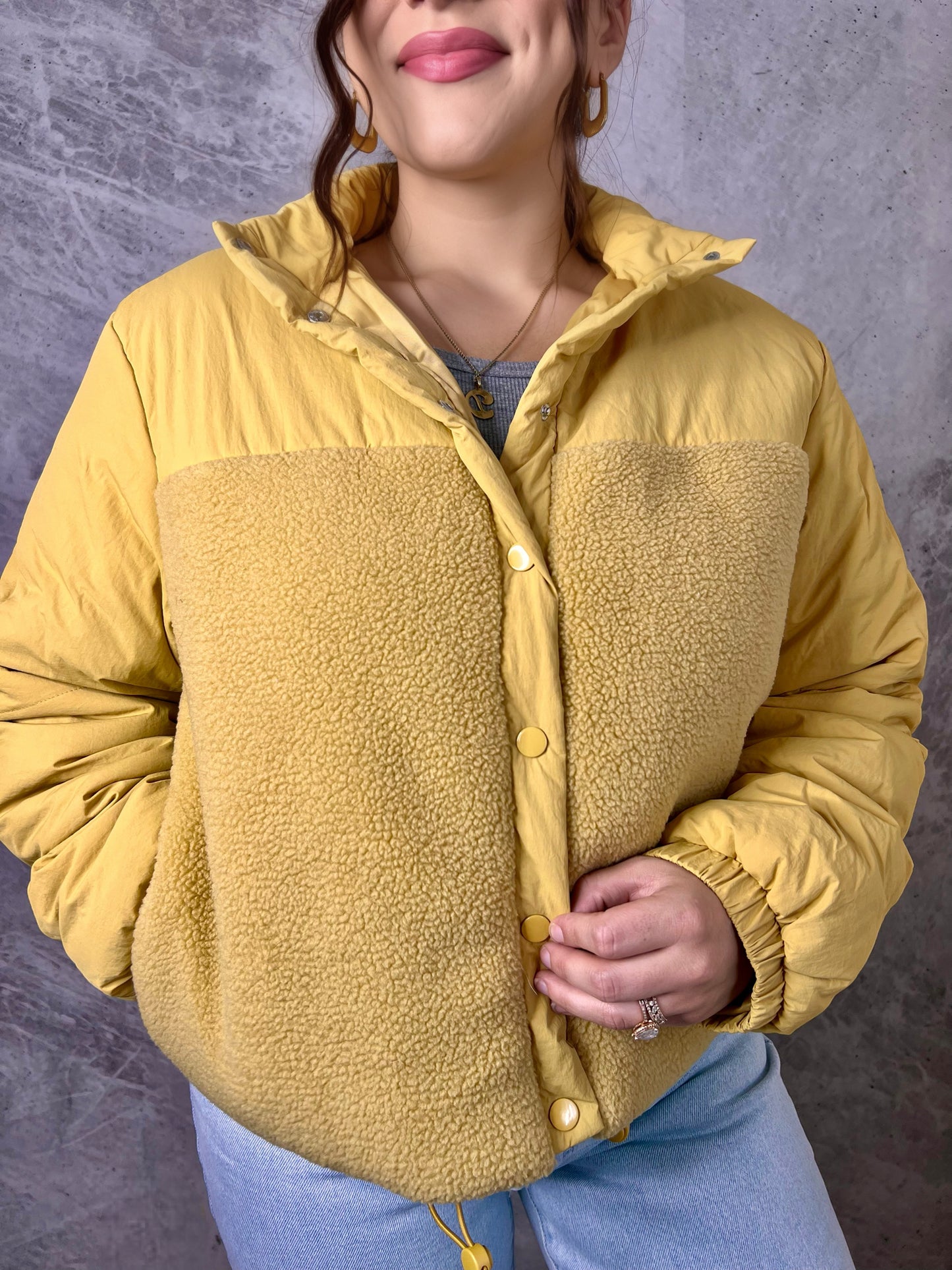 Mustard Teddy Puffer Jacket