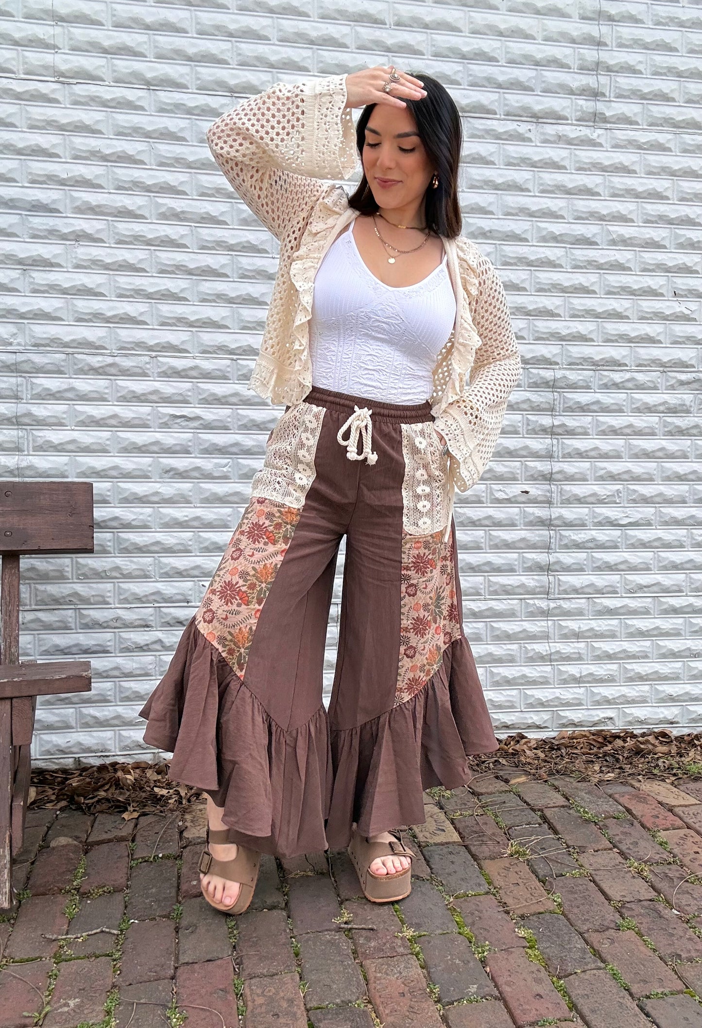 Patchwork Boho Ruffle Pants