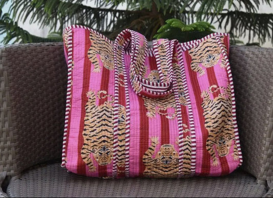 Pink Tiger Quilted Bag