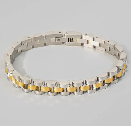 Mixed Metal Watch Chain Bracelet