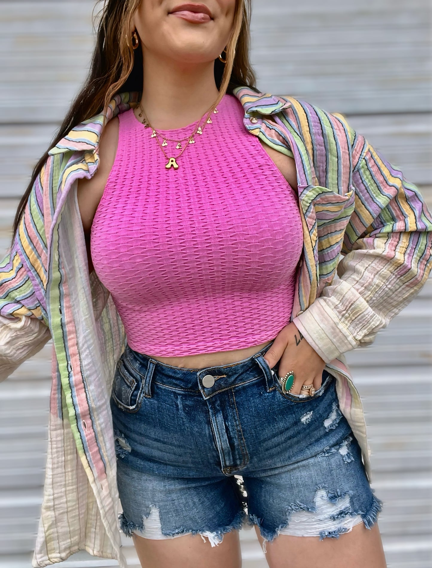 Bleached 90’s Stripe Gauze Top