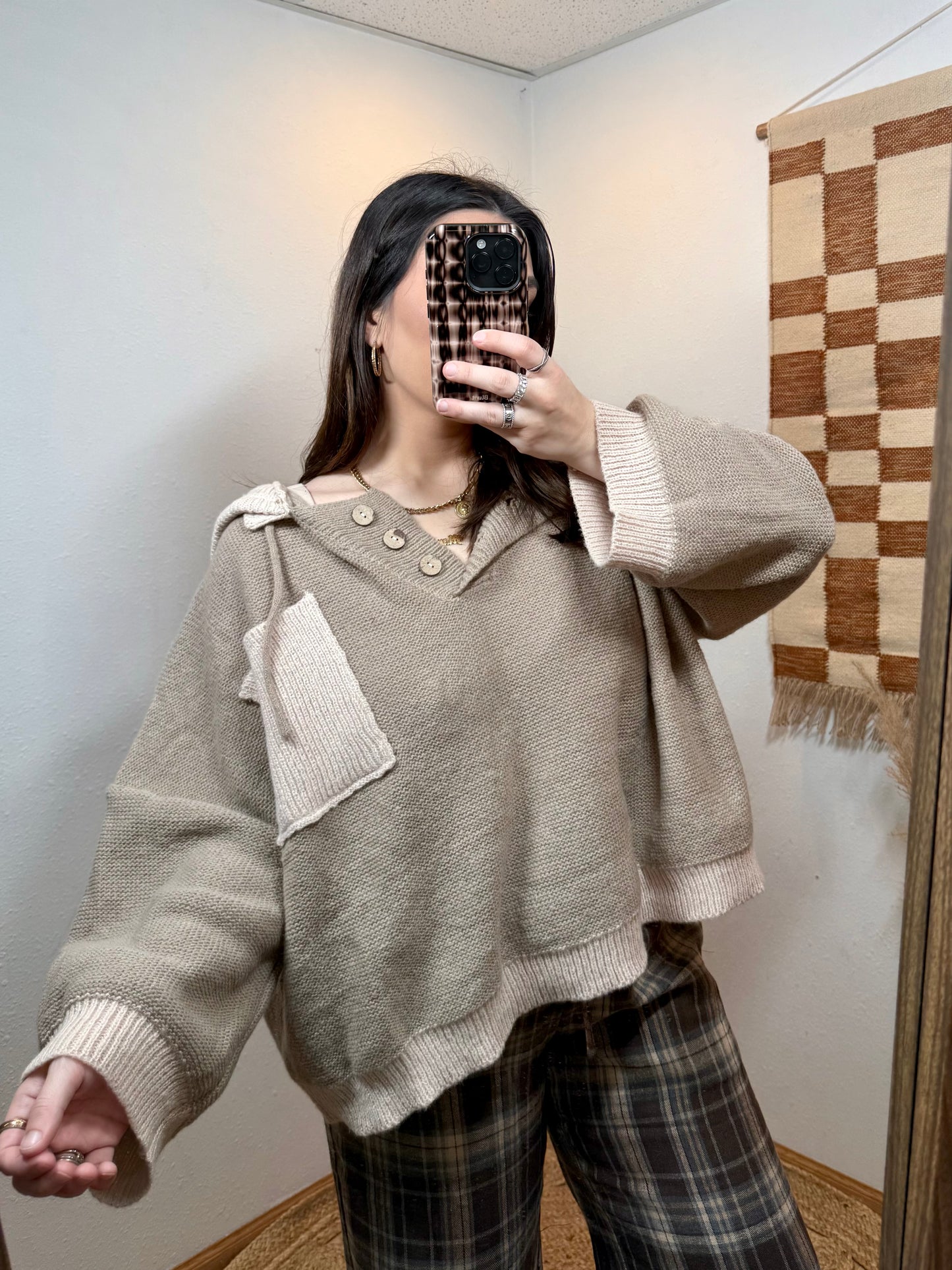 Coffee Weather Colorblock Sweater Hoodie