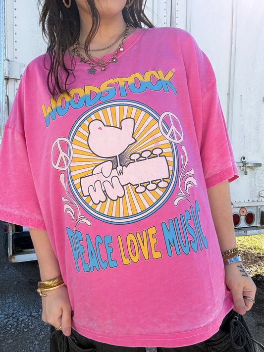 Pink Woodstock Oversized Tee