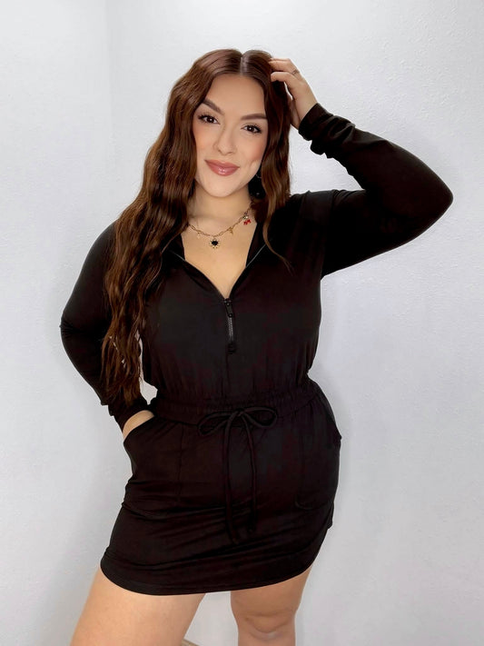 CURVY Black Athletic Romper Dress | 1X-3X