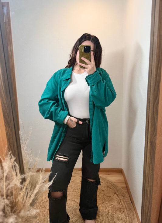 Teal Suede Button Top (3X)