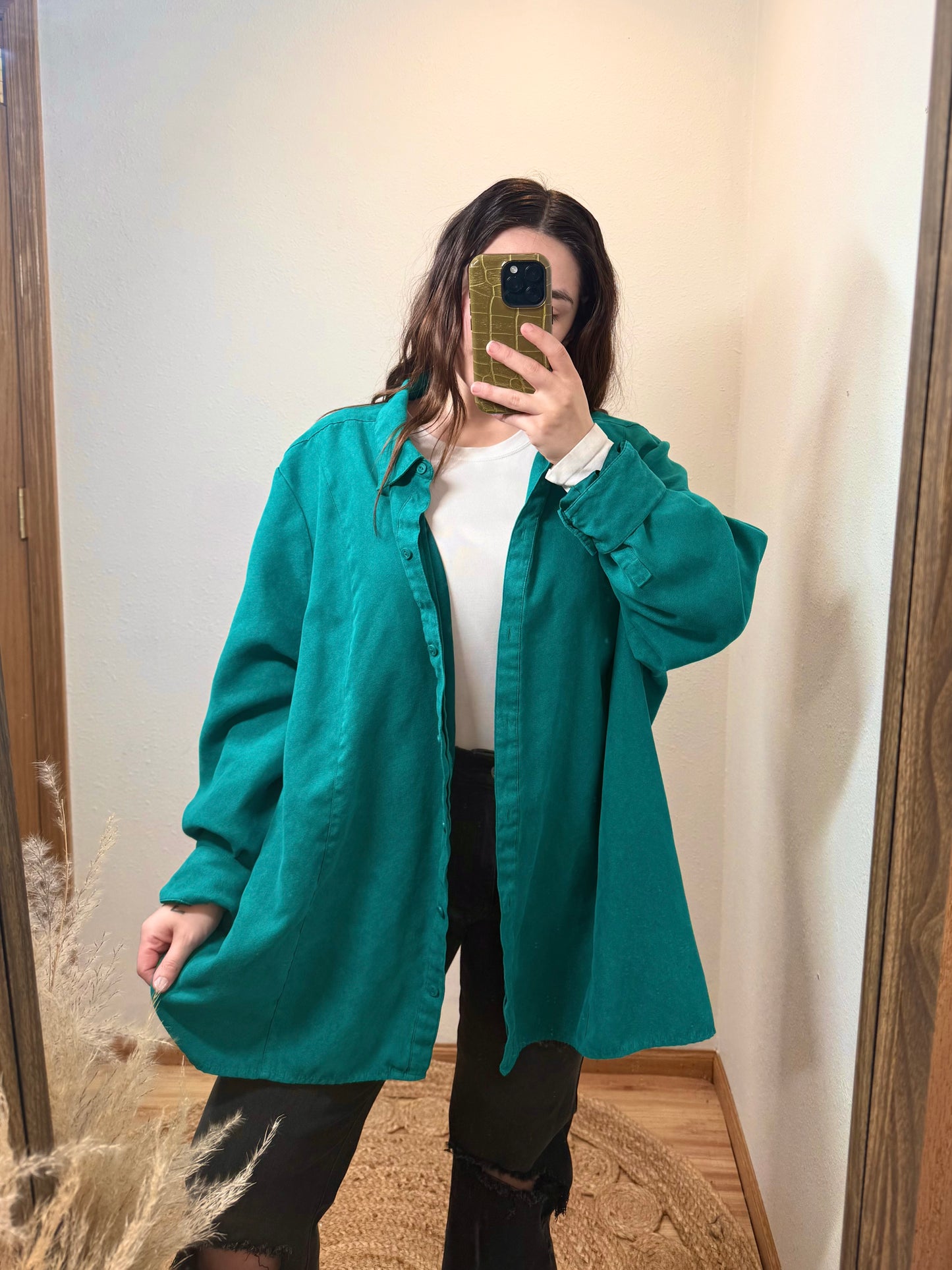 Teal Suede Button Top (3X)