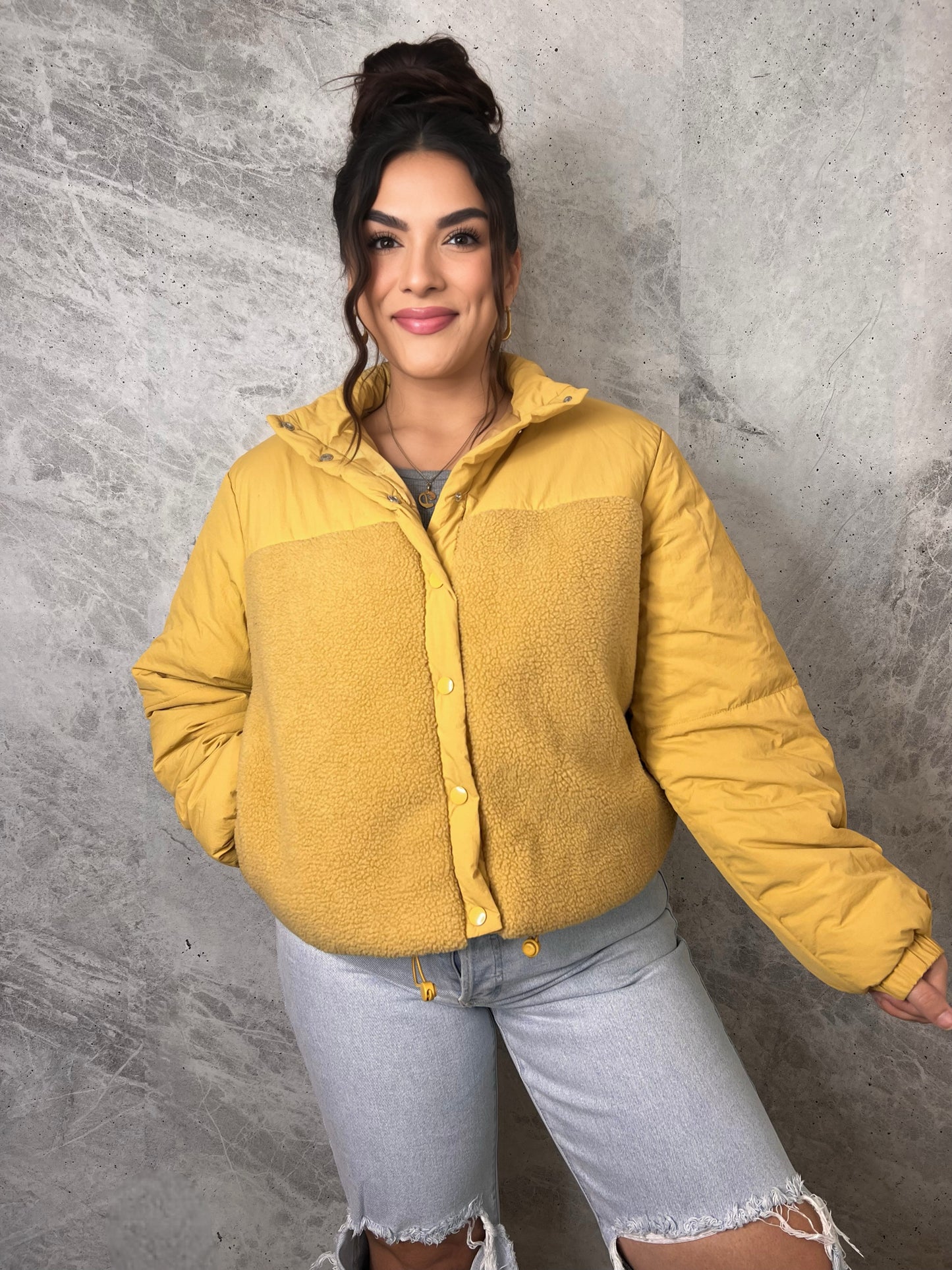 Mustard Teddy Puffer Jacket