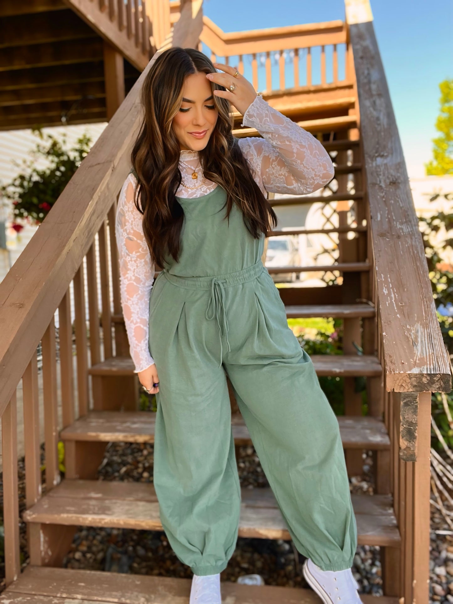 Out of Time Sage Jumpsuit