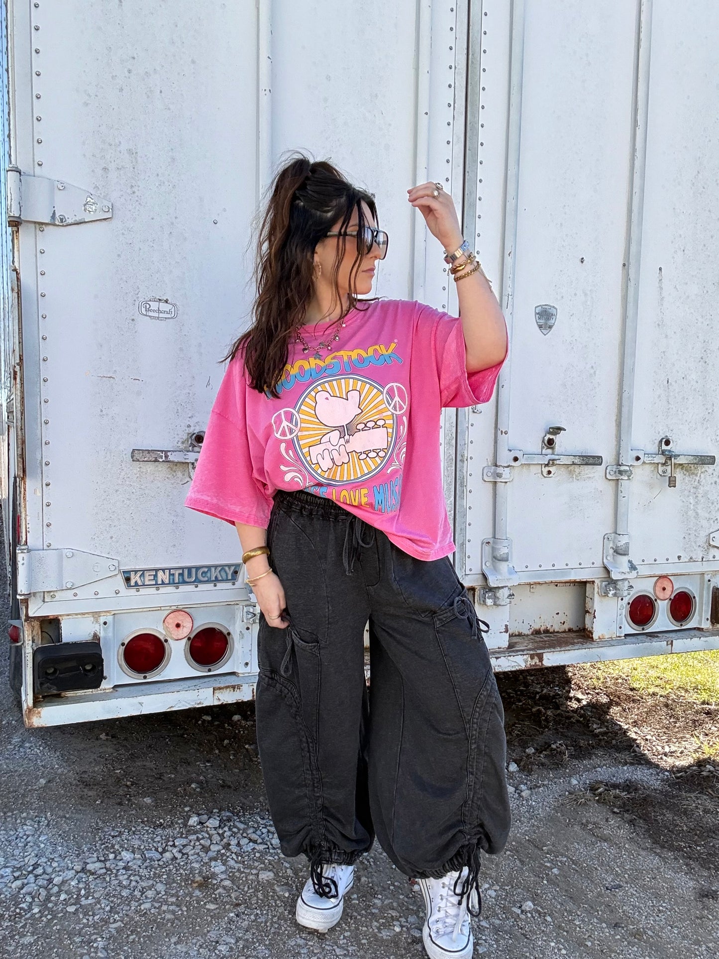 Pink Woodstock Oversized Tee