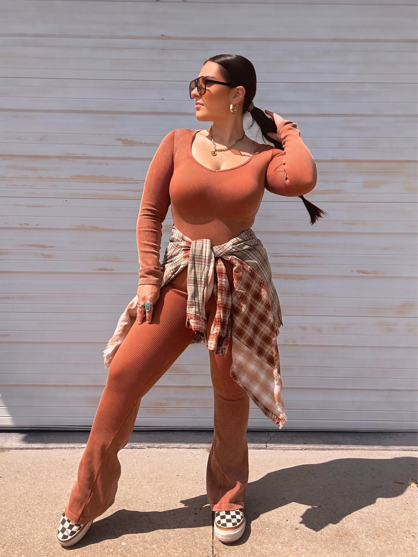 Running Around Ribbed Jumpsuit : Gingerbread