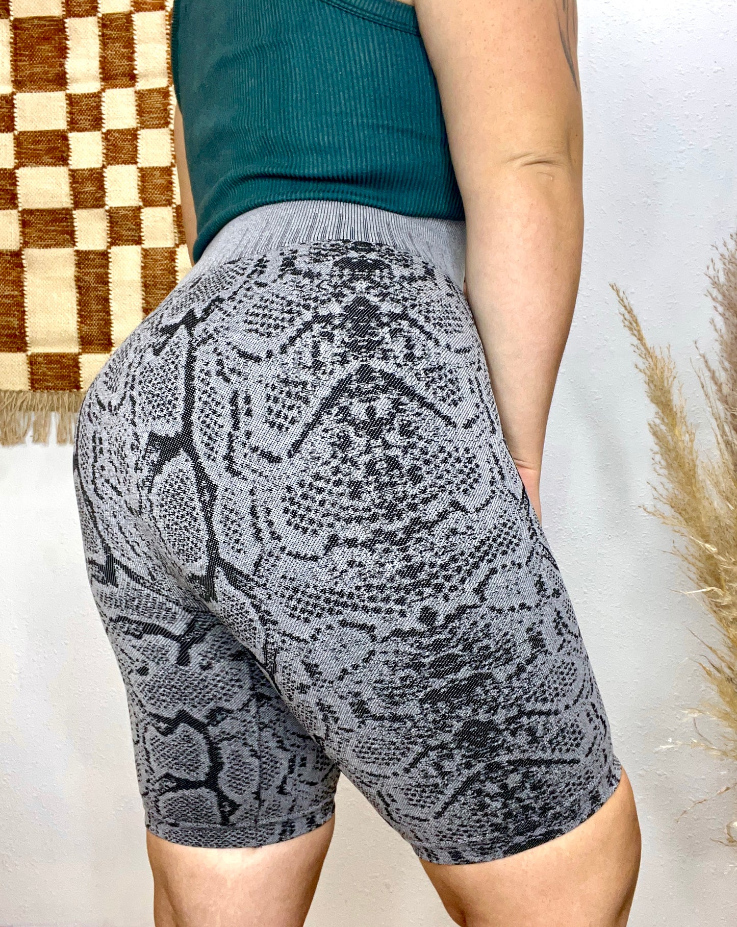 Charcoal Snakeskin Seamless Bikers