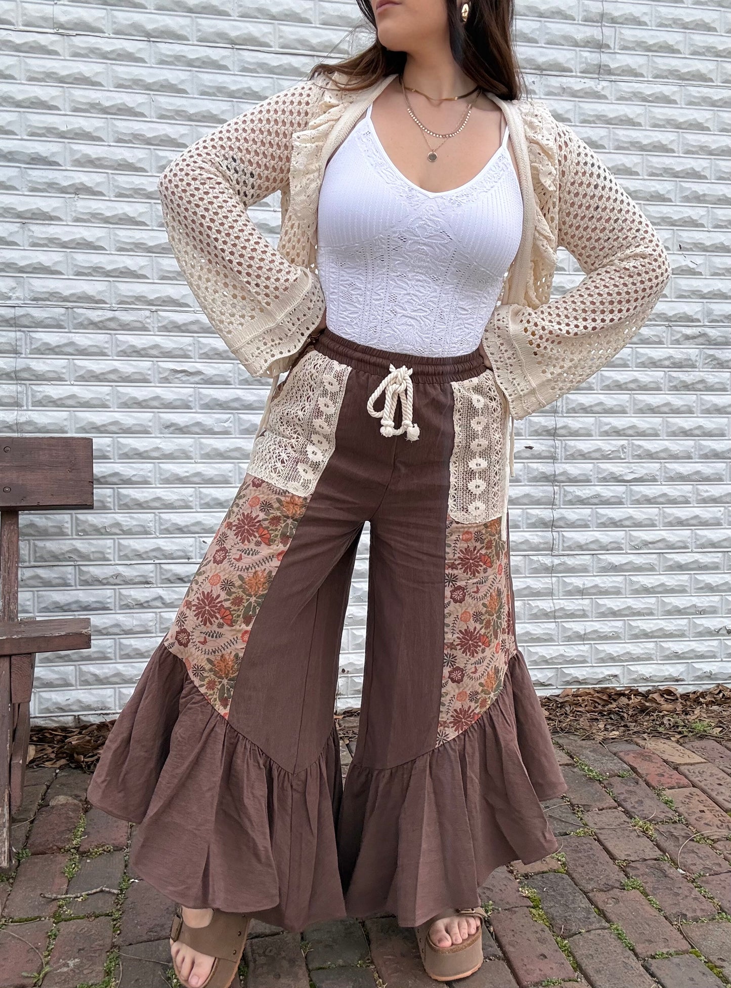 Patchwork Boho Ruffle Pants