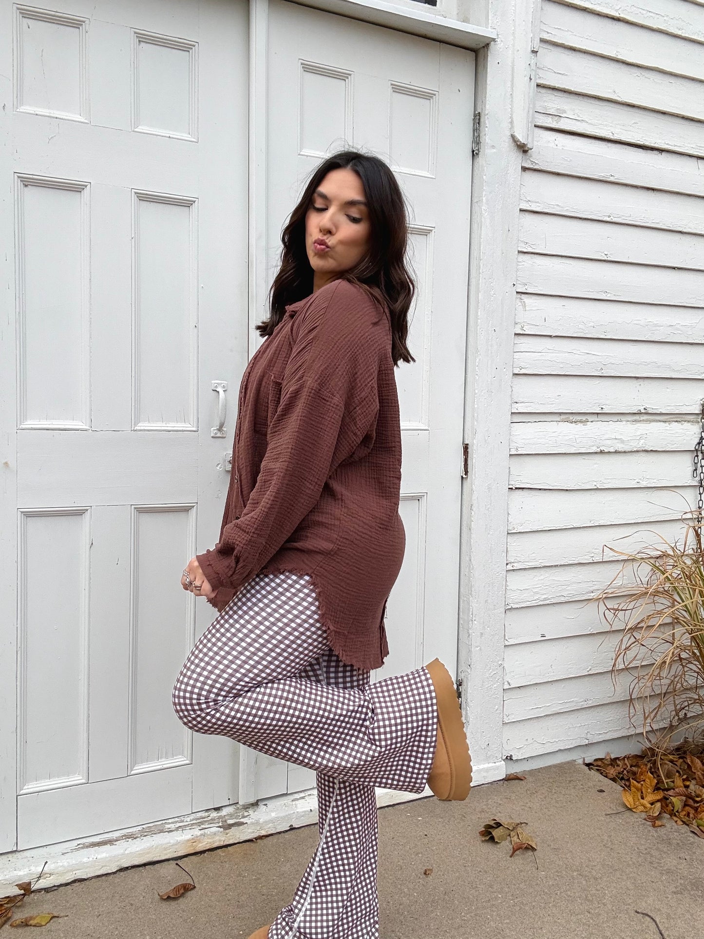 Chocolate Gauze Buttondown Shirt