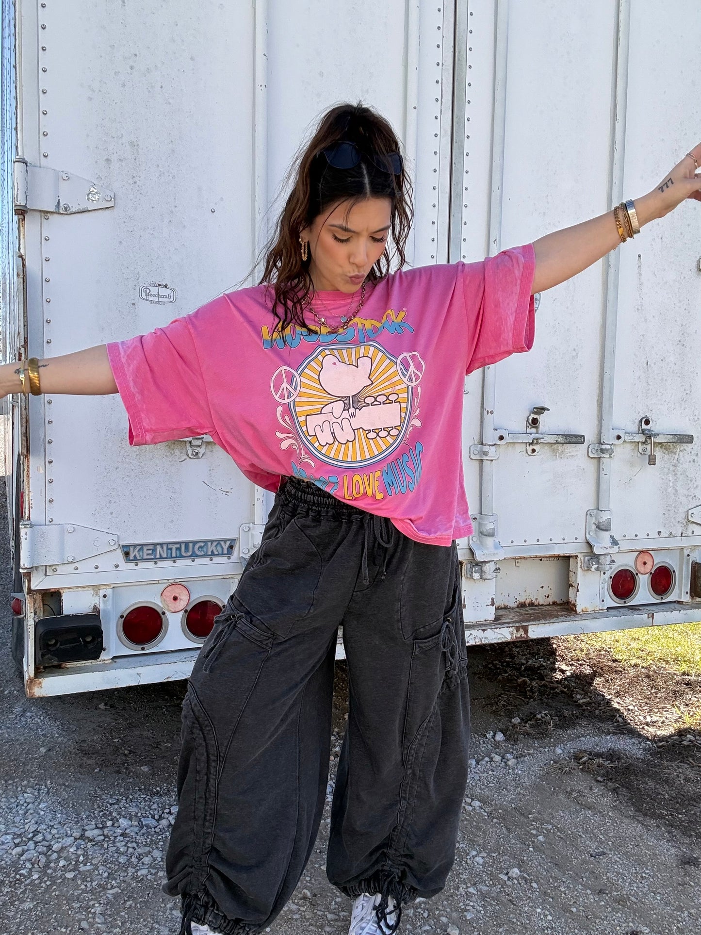 Pink Woodstock Oversized Tee