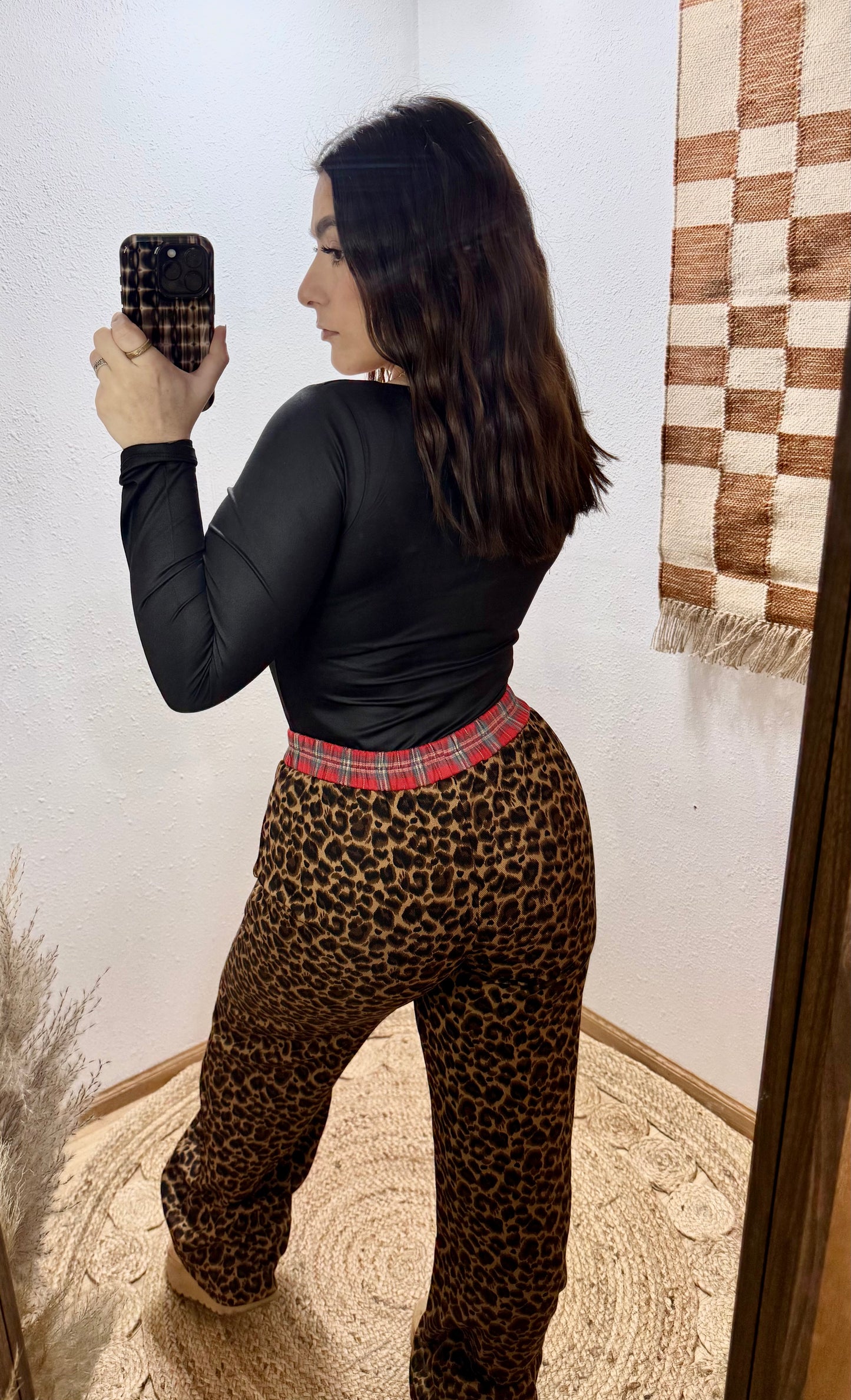 Leopard Plaid Trim Boxer Pants